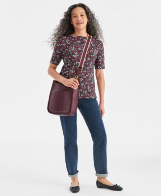 Petite Floral Printed Boat Neck Top, Macy's Exclusive