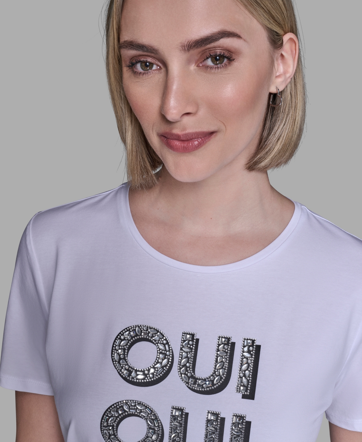 Karl Lagerfeld Paris Women's Oui X3 Logo Detail T-shirt