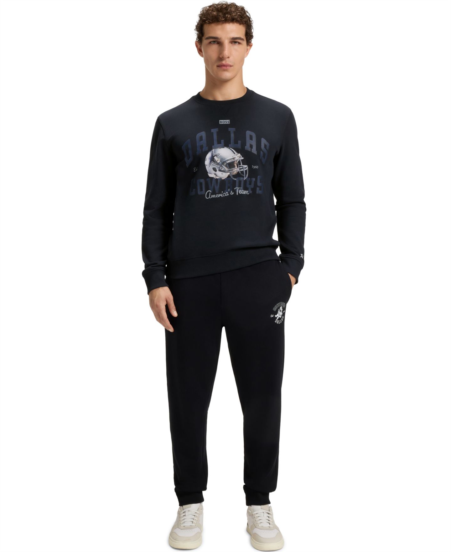 Мужской свитшот Hugo Boss BOSS x Dallas Cowboys Helmet Graphic, цвет: Тёмный синий — фото 4