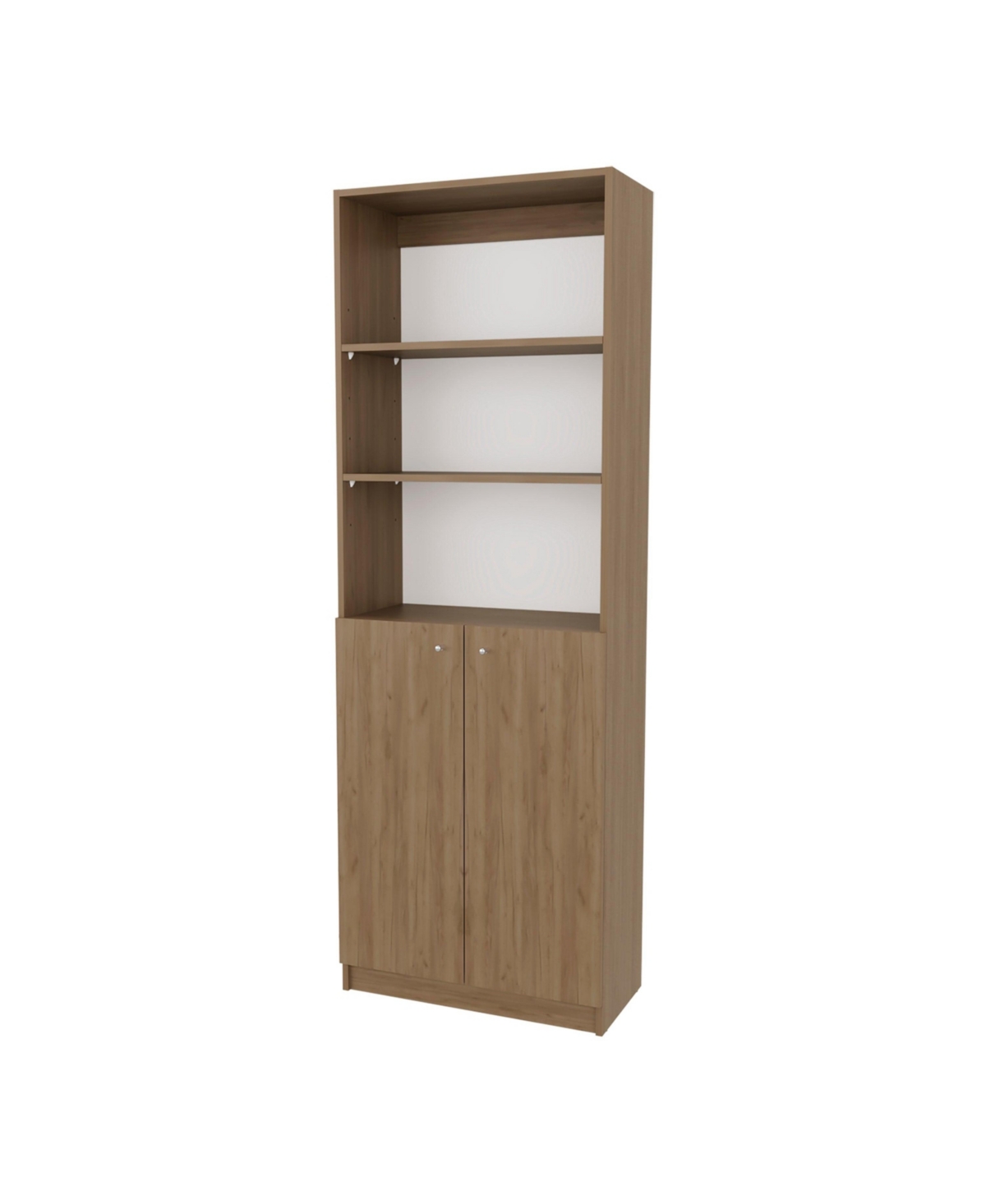 Beyerville Bookcase with Open Storage and 2 Doors, Natural Oak and White