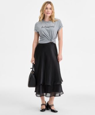 On 34th - Women's Solid Flounce Skirt
