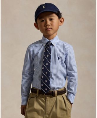 Toddler and Little Boys Striped Cotton Poplin Shirt