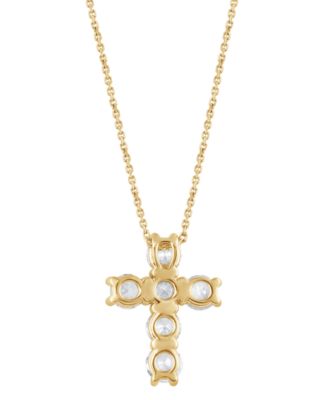 Lab Grown Diamond Cross Pendant Necklace (5 ct. t.w.) in 14k White Gold or 14k Yellow Gold, 16" + 2" extender