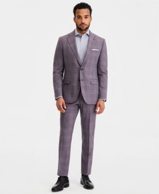 Men's Modern-Fit Purple Plaid Suit Separates Jacket 