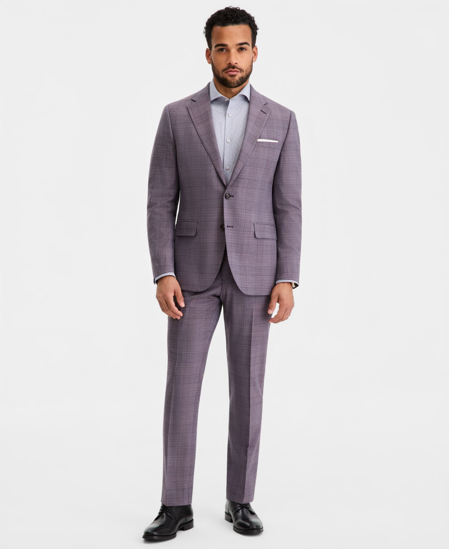 Мужские куртки Ted Baker Modern-Fit Wool-Blend Purple Plaid Suit Separates, цвет: Фиолетовый — фото 2