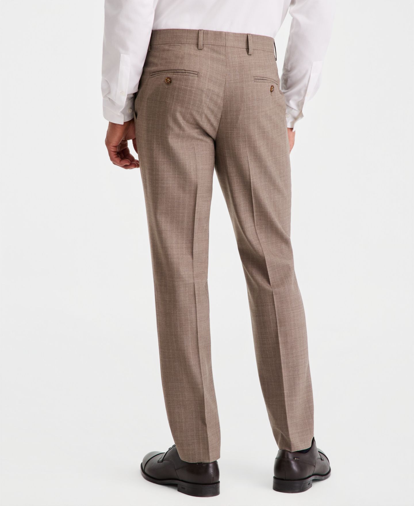 Мужские брюки Ted Baker Modern-Fit Wool-Blend Tan Pinstripe Suit Separate, цвет: Бежевый — фото 4