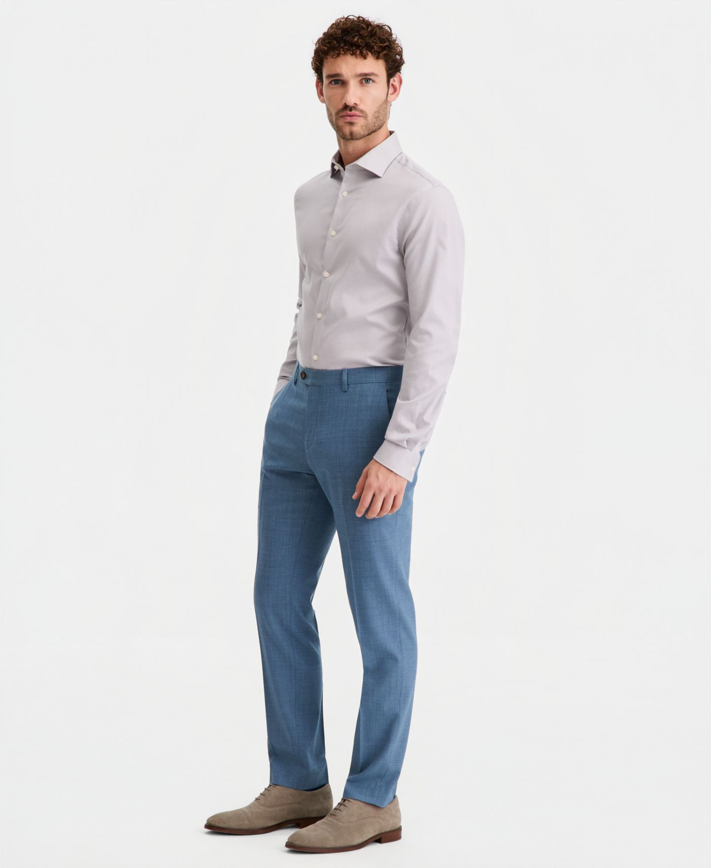 Мужские брюки Ted Baker Modern-Fit Wool-Blend Solid Suit Separate, цвет: Светлый синий — фото 2