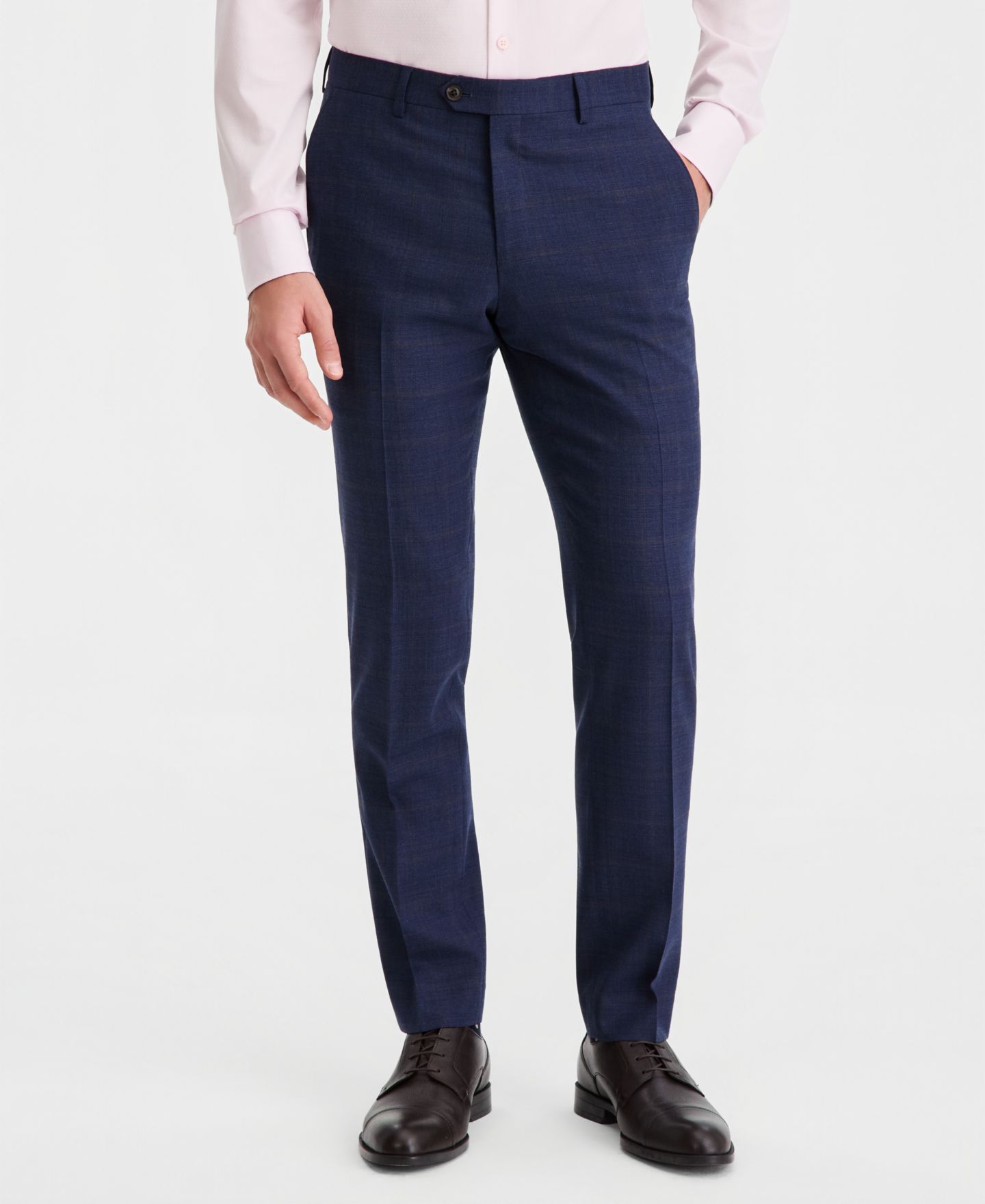 Мужские брюки Ted Baker Modern-Fit Wool-Blend Windowpane Suit Separates, цвет: Синий коричневый — фото 3