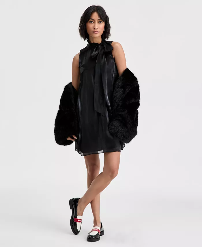 Women's Solid Bow Shift Dress - thumbnail 5