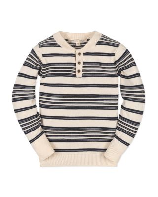 Baby Boys Organic Long Sleeve Henley Pullover Sweater with Elbow Patches
