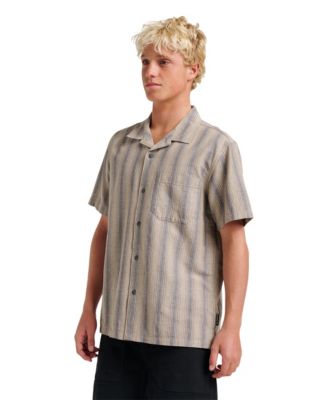 Men's Oxford Stripe Casual Short Sleeve Shirt
