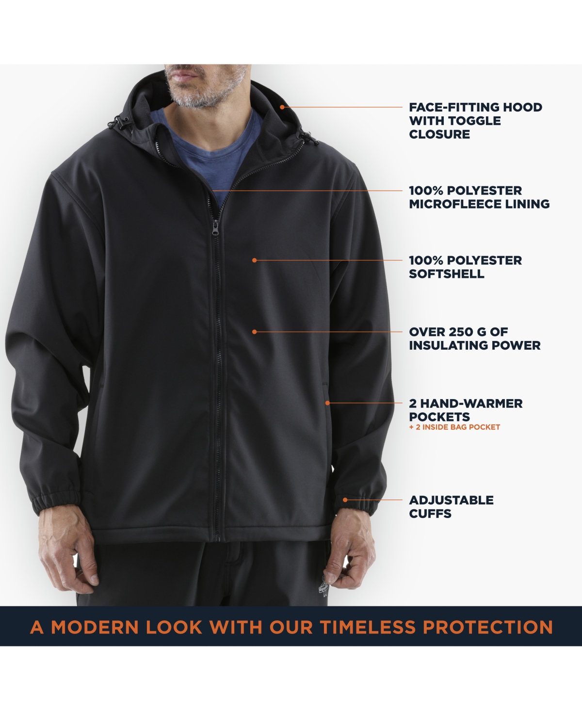 RefrigiWear Big & Tall Lightweight Softshell Jacket with Hood - Water-Repellent & Wind-Tight Workwear