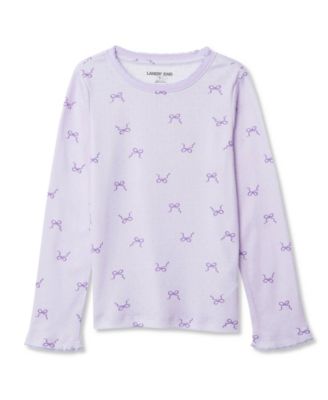 Girls Long Sleeve Pointelle Knit Shirt