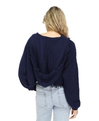 Women's Another Love Fringe Knit Zip Cardigan