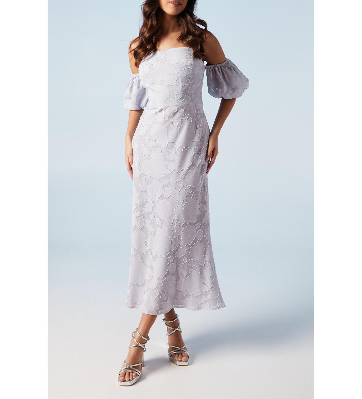 Женское платье Oasis Puff Sleeve Bridesmaids Midi, цвет: Сиреневый — фото 4