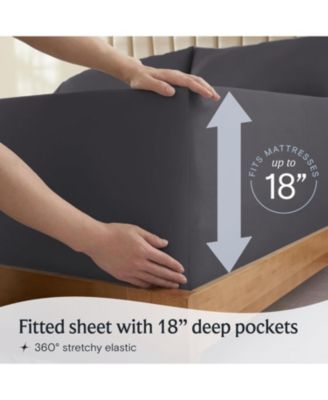 Microfiber Silky Soft Cooling 4-PC Deep Pocket Sheet Set, Queen