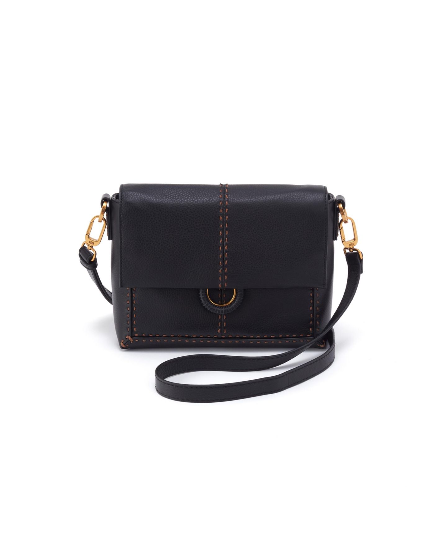 Женская сумка HOBO Austin Hidden Magnet Flap Leather Crossbody, цвет: Чёрный — фото 1