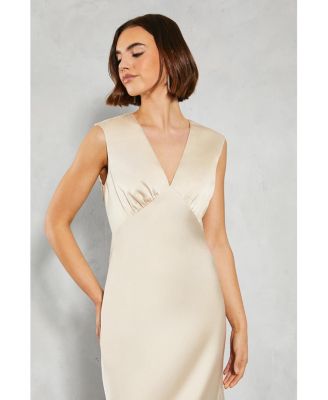 Women's Satin Maxi Bridesmaid Dress