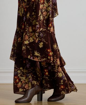 Women's Floral Print Tiered Maxi Skirt