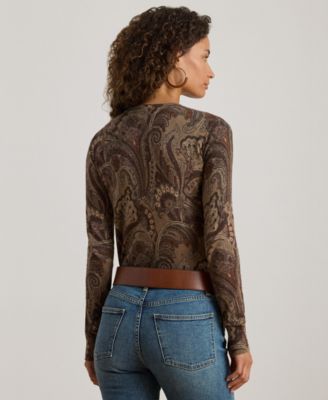 Women's Paisley Print Crewneck Sweater