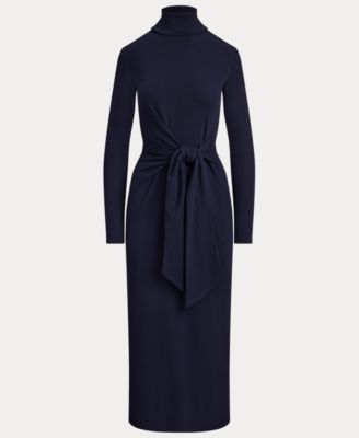 Women's Tie-Front Turtle Neck Dress