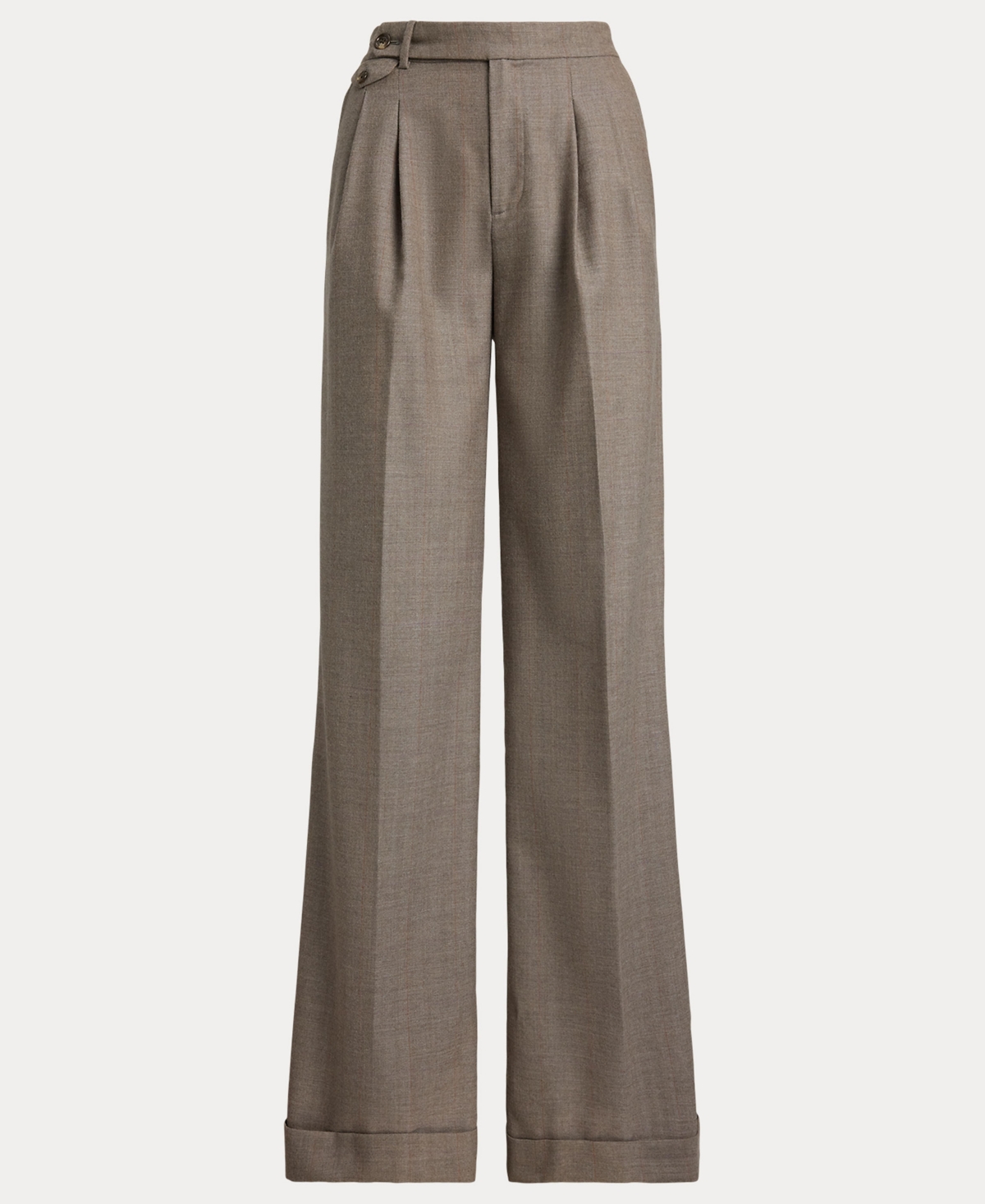 Ralph Lauren Pleated Wool Herringbone Wide-leg Pant In Brown
