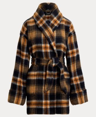 Women's Plaid Shawl Collar Wrap Jacket