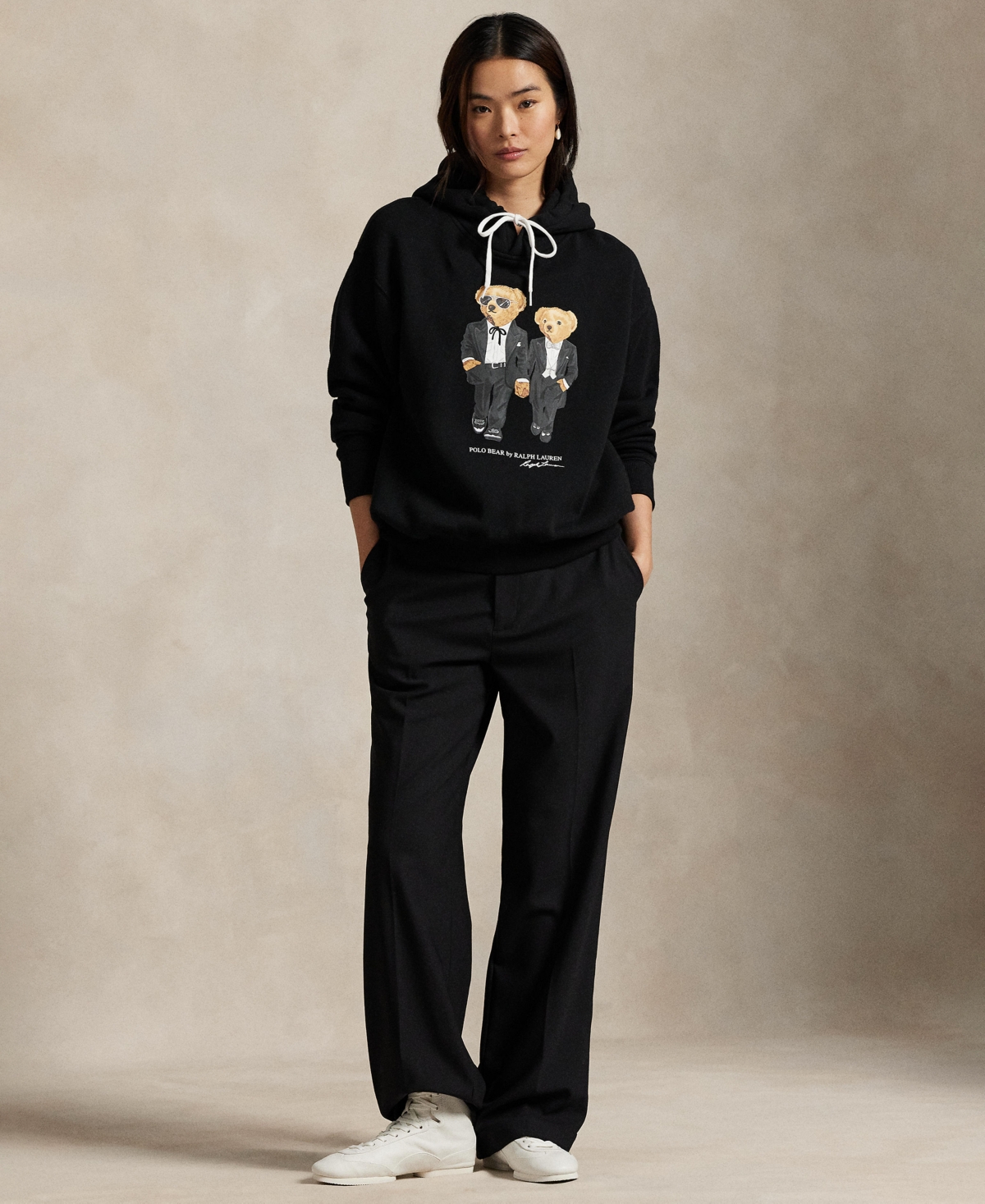 Polo Ralph Lauren Bear-print Hoodie In Black