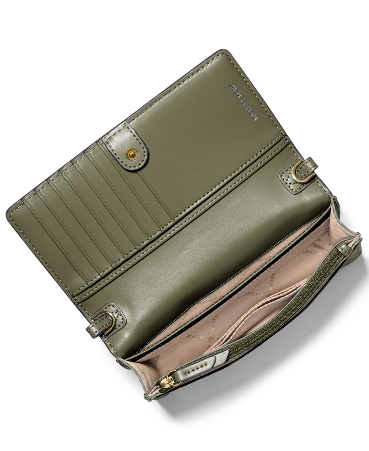 Michael Kors Jet Set Mini Phone Webbing Crossbody Bag In Green