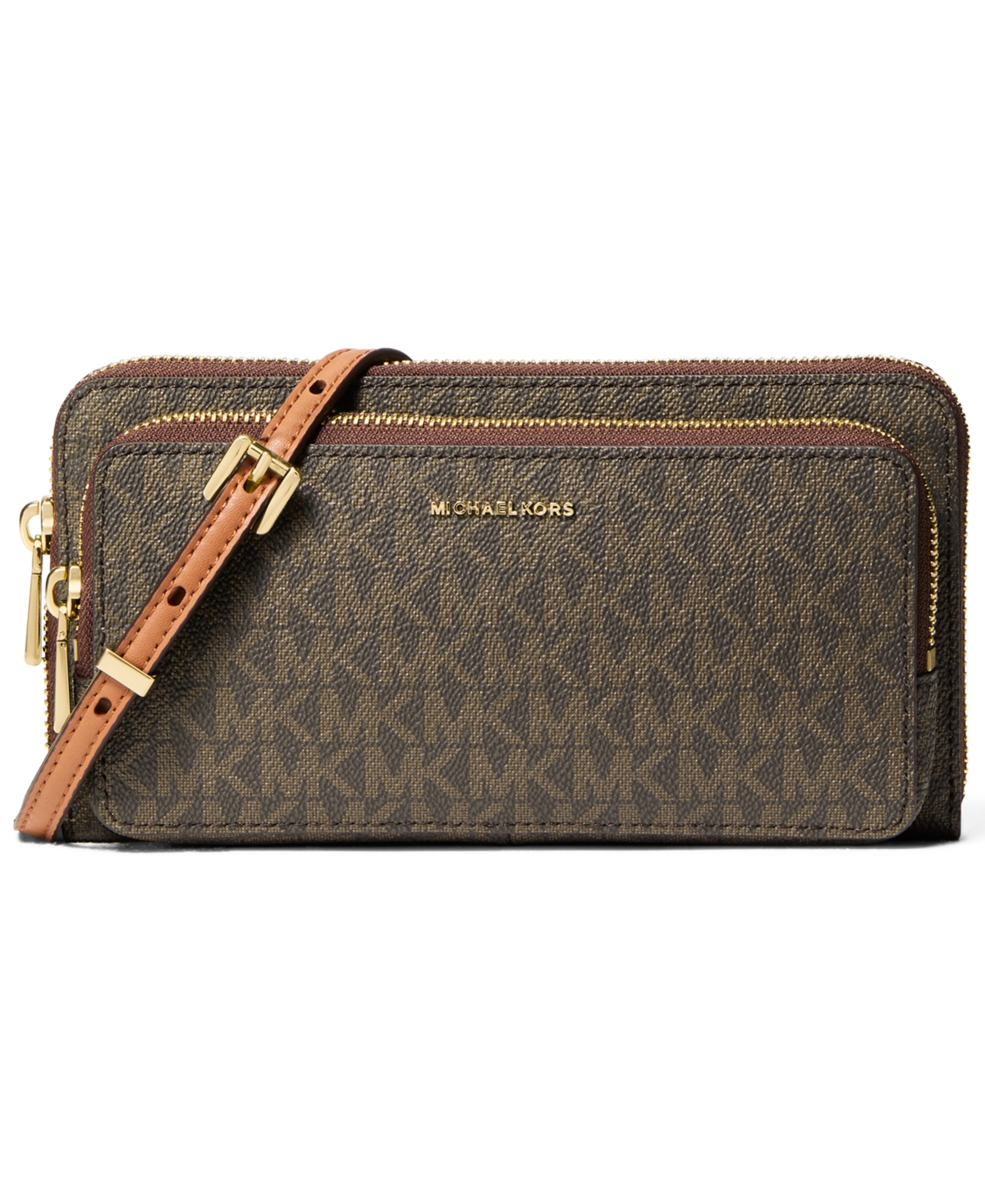 Michael Kors Jet Set Small Continental Crossbody Bag In Brown