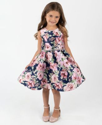 Rare Editions - Toddler and Little Girls Mikado Printed Fit and Flare Dress