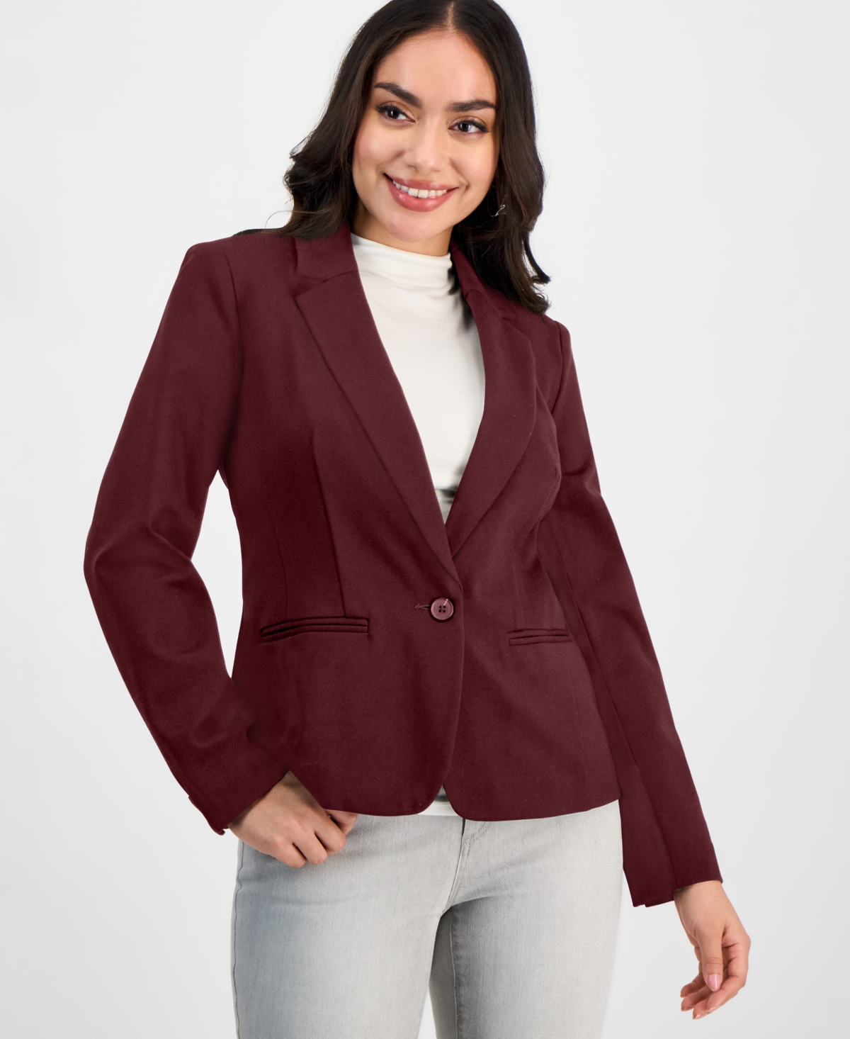 Inc International Concepts Petite Ponte Blazer, Created For Macy's In Brown