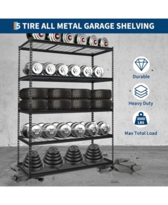 5-Tier Adjustable Heavy-Duty Metal Shelving Unit for Garage, Kitchen, Pantry, Basement, and Laundry Storage Shelves