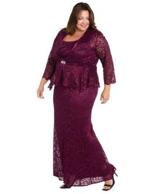 Plus Size Metallic Lace Jacket and Dress  