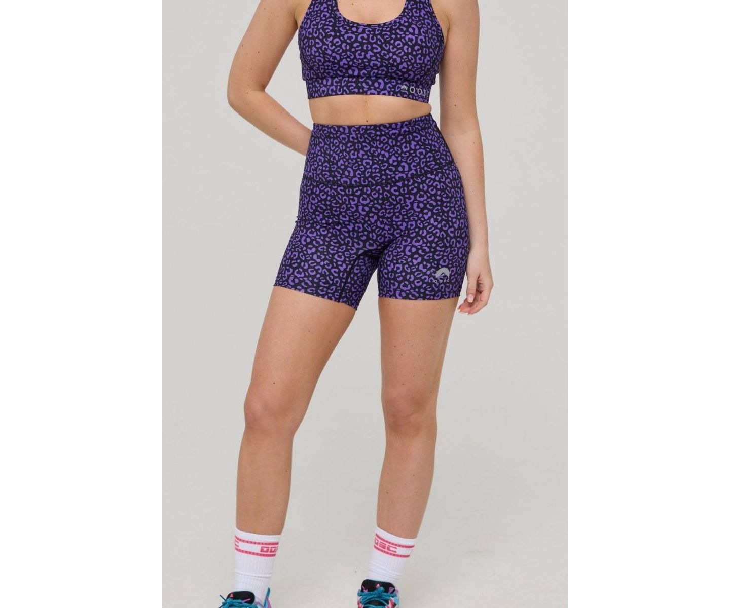 Женские шорты OOSC Infinite High Waisted Shorts - Purple Leopard, цвет: Фиолетовый леопардовый — фото 1