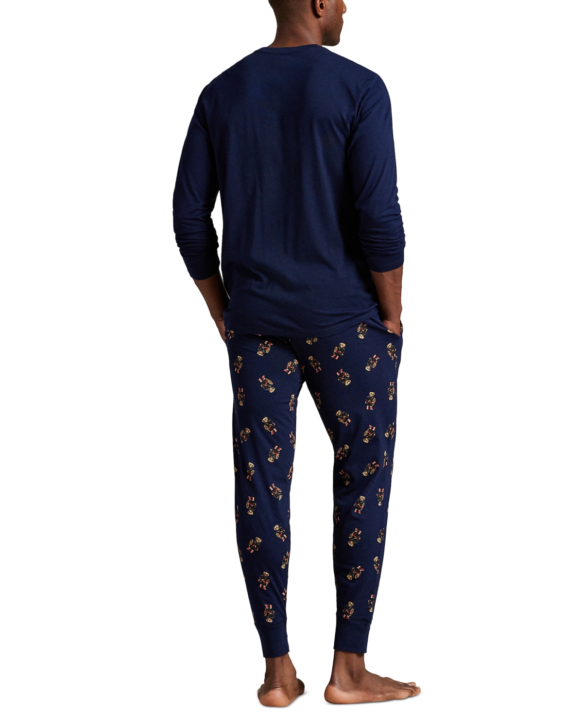 Polo Ralph Lauren Men's 2-piece Long Sleeve Crew T-shirt And Joggers Pajama Set In Black