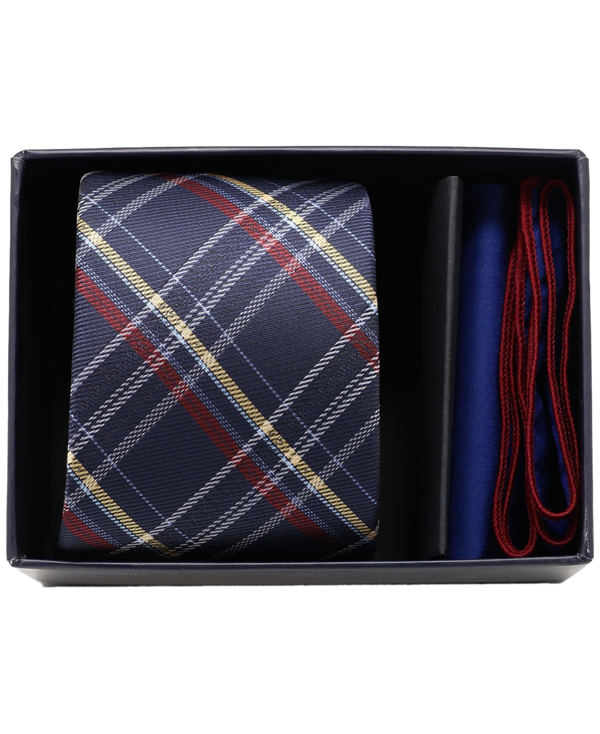 Мужской галстук в клетку из 2 предметов и половина бокс-сета с карманными квадратиками