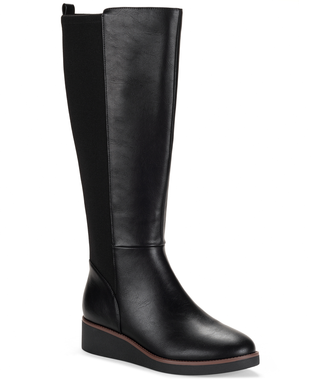 Style & Co Women's Cyruss Wedge Tall Boots, Macy's Exclusive In Black