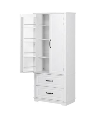 CASAINC 71" Embossed Finish Freestanding Cabinet with 2 Drawers & Multiple Shelves Pantry