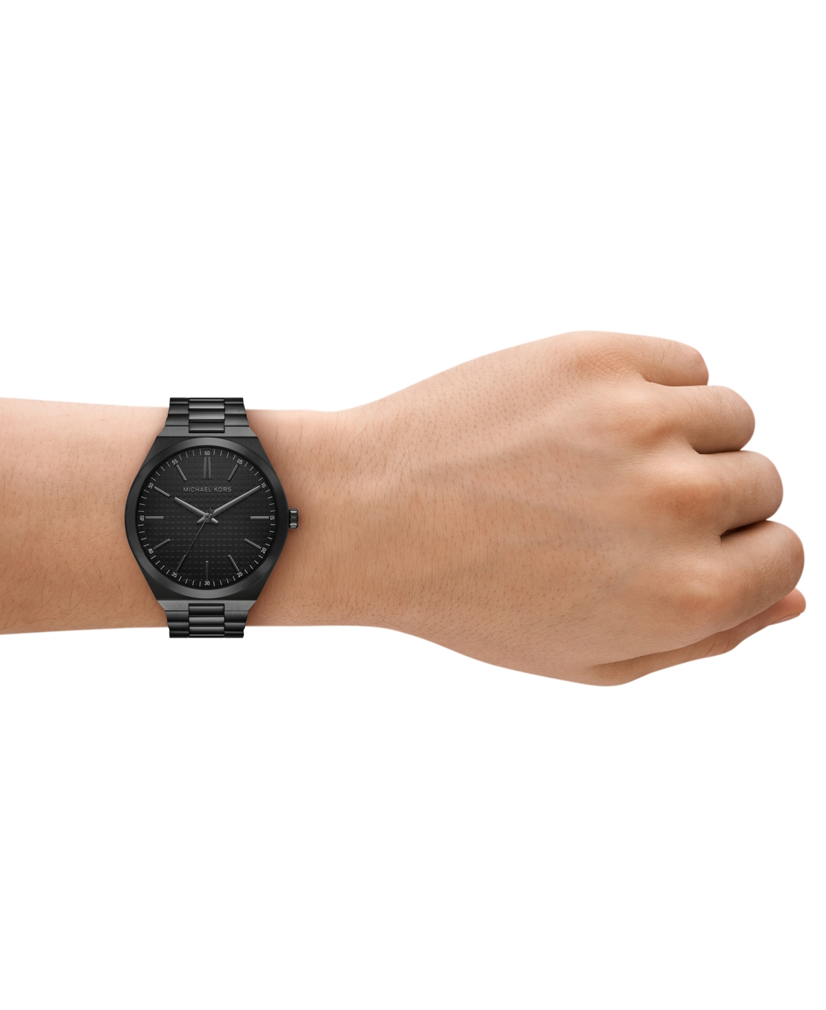Michael Kors Men'sâ Lennox Three-hand Black Ip Stainless Steel Watch, 43mm In Black