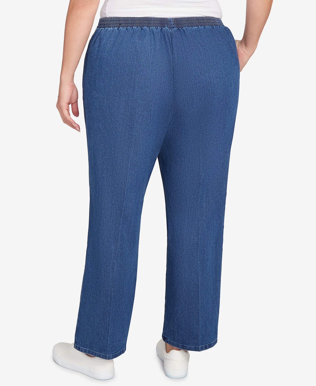 Alfred Dunner Plus Size Sunset Canyon All Around Elastic Medium Length Denim Jeans In Blue