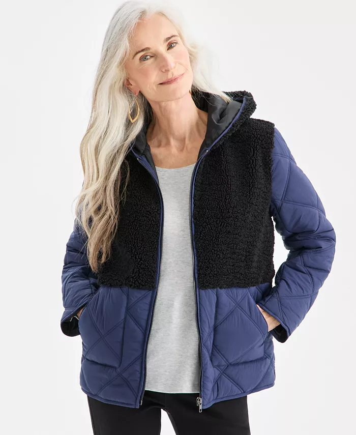 Women's Mixed Media Sherpa Jacket - thumbnail 5