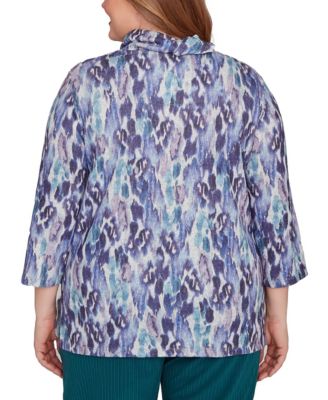 Plus Size Lake Champlain Animal M&eacute;lange Three Quarter Sleeve Top