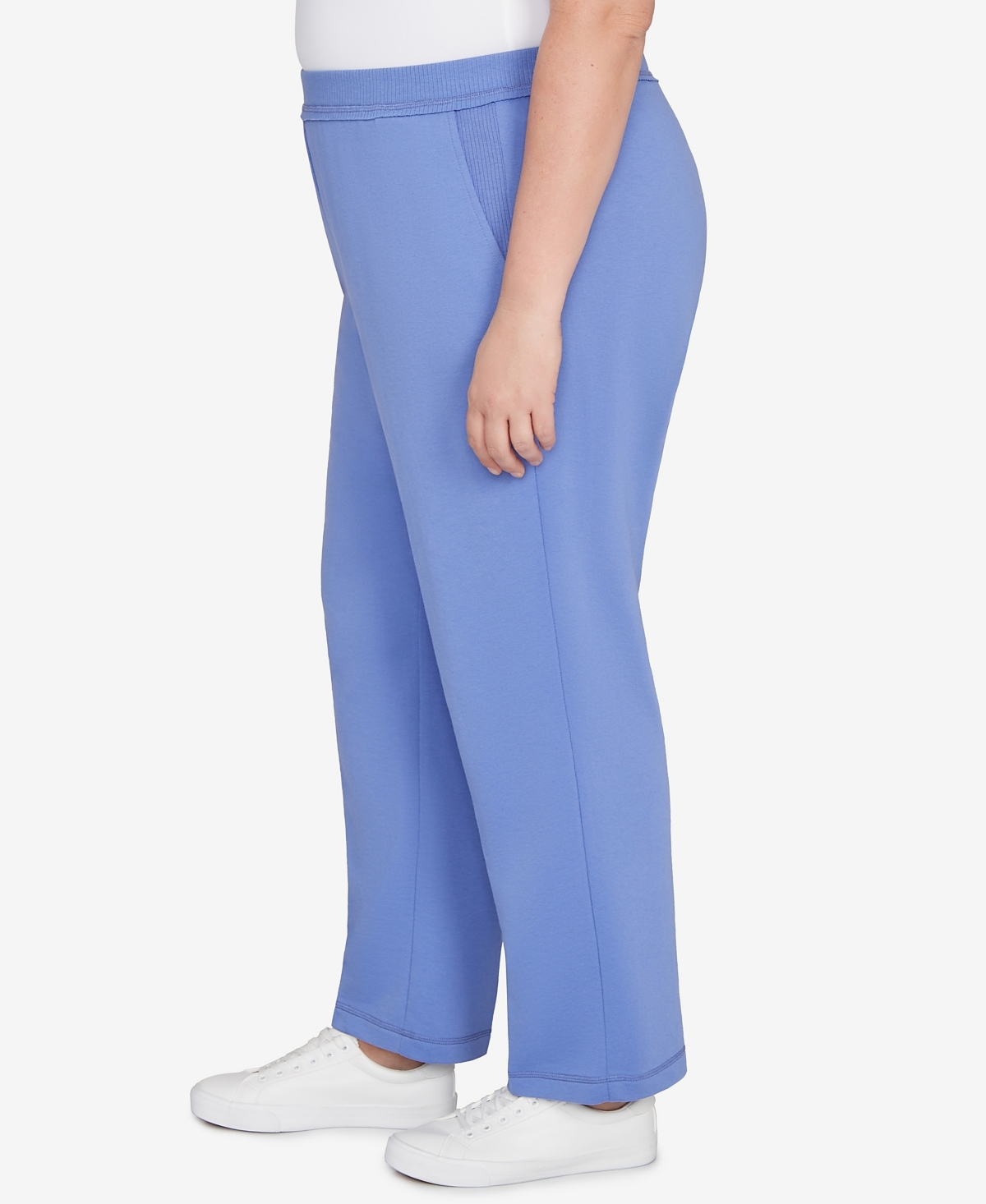 Alfred Dunner Plus Size Casual Vibe Cozy Medium Length Slant Pocket Pants In Blue
