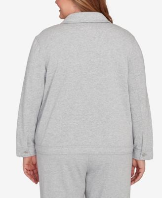 Plus Size Casual Vibe Shimmer Collared Button Jacket