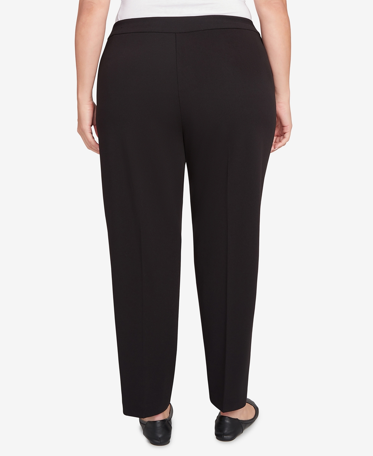 Alfred Dunner Plus Size Jet Setter Black Crepe Knit Short Length Pants In Black
