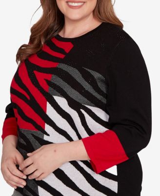 Plus Size Jet Setter Zebra Colorblock Long sleeve Sweater