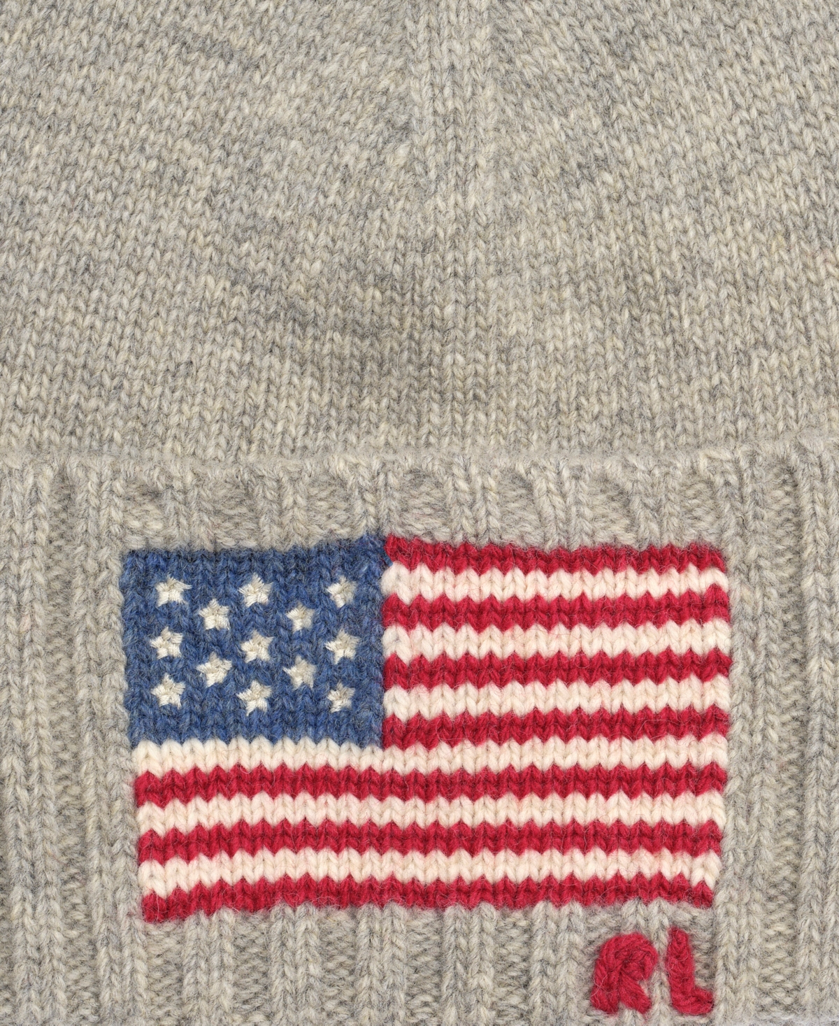 Polo Ralph Lauren Flag Wool Blend Beanie In Gray