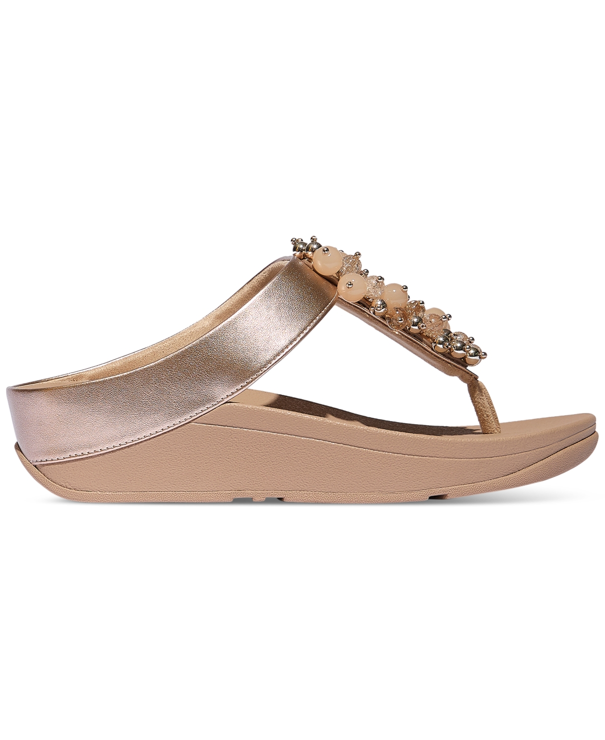 Fitflop Fino Bauble-bead Toe-post Sandals In Brown
