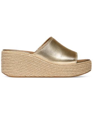 Women's Platfforms Espadrille Leather Wedge Slides